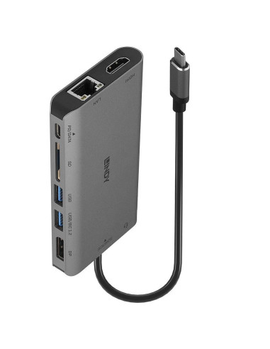 Lindy 43323 Stacja Dokująca Przewodowa Usb 3.2 Gen 1 (3.1 Gen 1) Type-C Czarny, Szary