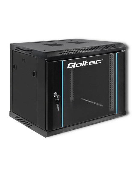 Qoltec Szafa Rack 19" | 9U | 600 X 500 X 450 | Czarna| Wisząca