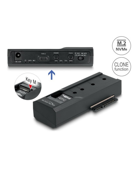 Delock - Kontroler Pamięci - Funkcja Klonowania - 2.5", 3.5", M.2 (6.4 Cm, 8.9 Cm) - Karta M.2 (Pcie Nvme I Sata) / Sata Ssd - U