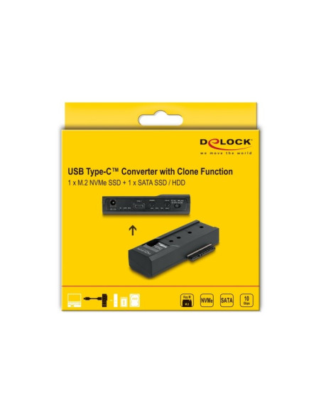 Delock - Kontroler Pamięci - Funkcja Klonowania - 2.5", 3.5", M.2 (6.4 Cm, 8.9 Cm) - Karta M.2 (Pcie Nvme I Sata) / Sata Ssd - U