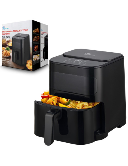 Extralink Home Air Fryer 5.2L Eu Sj-520 Frytkownica Pojedyńczy 5,2 L Frytkownica Na Gorące Powietrze Czarny