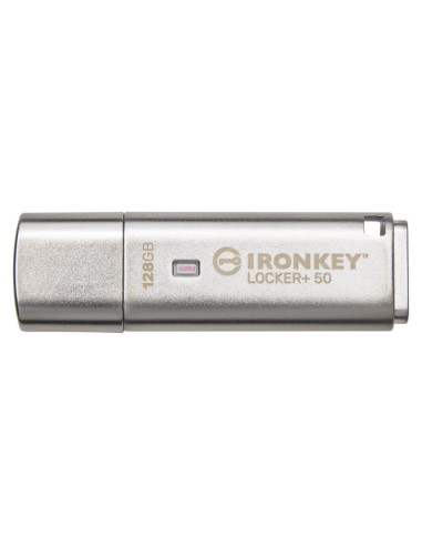 Kingston Technology Ironkey Locker+ 50 Pamięć Usb 128 Gb Usb Typu-A 3.2 Gen 1 (3.1 Gen 1) Srebrny