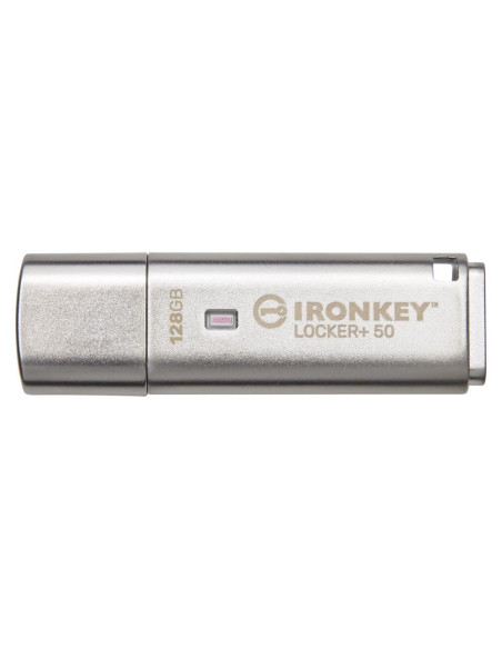 Kingston Technology Ironkey Locker+ 50 Pamięć Usb 128 Gb Usb Typu-A 3.2 Gen 1 (3.1 Gen 1) Srebrny