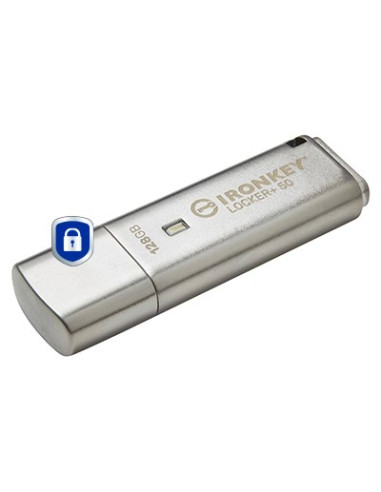 Kingston Technology Ironkey Locker+ 50 Pamięć Usb 128 Gb Usb Typu-A 3.2 Gen 1 (3.1 Gen 1) Srebrny