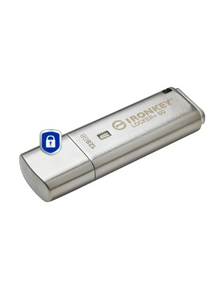 Kingston Technology Ironkey Locker+ 50 Pamięć Usb 128 Gb Usb Typu-A 3.2 Gen 1 (3.1 Gen 1) Srebrny