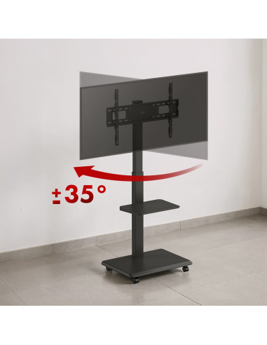 Stand / Wózek Dla Tv Ergo-Office, Max. Obciążenie 50Kg / 5Kg Półka, Max. Vesa 600X400, Wbud. Listwa Zasil., Czarny, Er-304 B