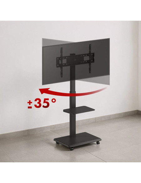 Stand / Wózek Dla Tv Ergo-Office, Max. Obciążenie 50Kg / 5Kg Półka, Max. Vesa 600X400, Wbud. Listwa Zasil., Czarny, Er-304 B