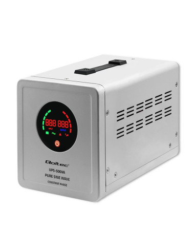 Qoltec Zasilacz Awaryjny Pure Sine Wave Ups | 500Va | 350W | Stała Faza | Szary