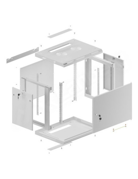 Szafa Instalacyjna Rack Wisząca 19" 9U 600X450 Szara Drzwi Metalowe Lanberg (Flat Pack)