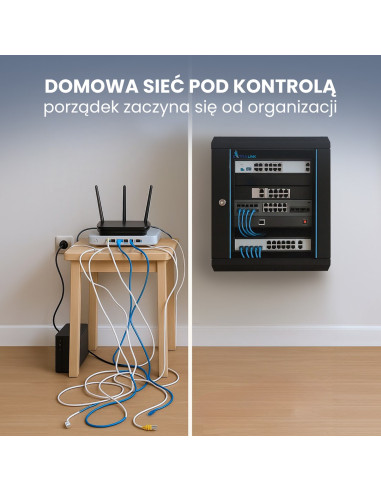 Extralink Szafa Rack 4U 600X600 Czarna Montowana Na Ścianie