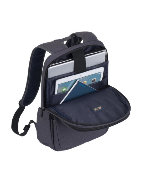 Rivacase Plecak Na Laptop 15,6" Regent, Czarny, 17L, Materiał Wodoodporny, Kieszenie Na Tablet, Smartfon, Butelkę, Akces.
