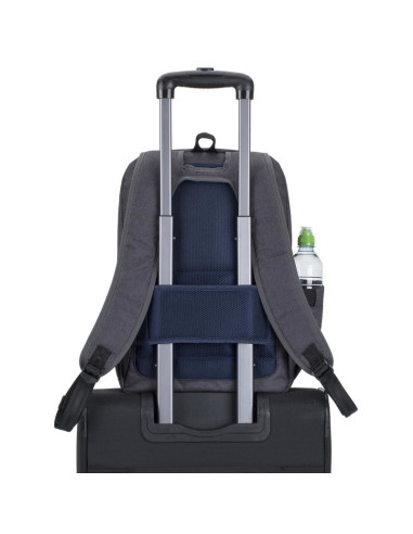 Rivacase Plecak Na Laptop 15,6" Regent, Czarny, 17L, Materiał Wodoodporny, Kieszenie Na Tablet, Smartfon, Butelkę, Akces.