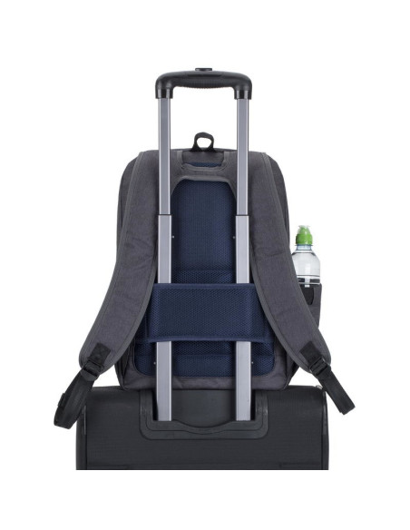 Rivacase Plecak Na Laptop 15,6" Regent, Czarny, 17L, Materiał Wodoodporny, Kieszenie Na Tablet, Smartfon, Butelkę, Akces.