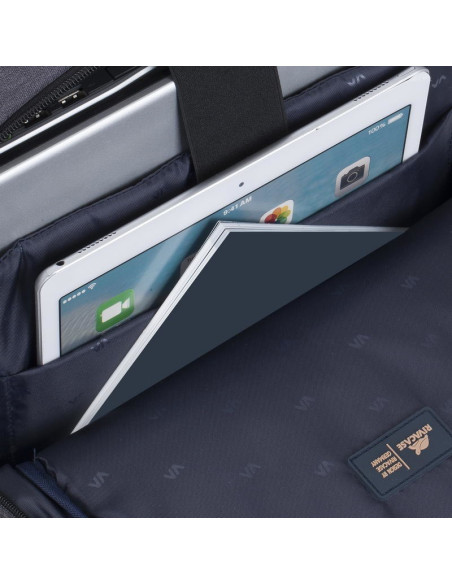 Rivacase Plecak Na Laptop 15,6" Regent, Czarny, 17L, Materiał Wodoodporny, Kieszenie Na Tablet, Smartfon, Butelkę, Akces.