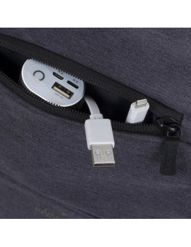 Rivacase Plecak Na Laptop 15,6" Regent, Czarny, 17L, Materiał Wodoodporny, Kieszenie Na Tablet, Smartfon, Butelkę, Akces.