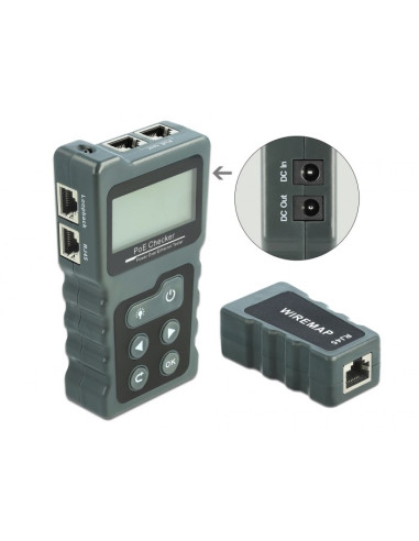 Tester Kabli Lcd Delock Rj45 / Poe / Dc - Zestaw Do Testowania Sieci