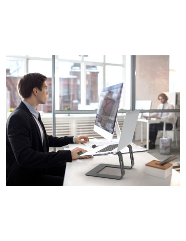 Port Designs 901103 Stojak Na Laptop Podstawka Na Notebooka Aluminium, Czarny 39,6 Cm (15.6")
