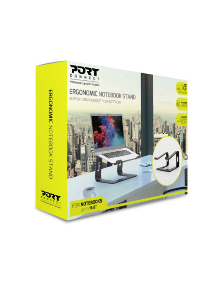 Port Designs 901103 Stojak Na Laptop Podstawka Na Notebooka Aluminium, Czarny 39,6 Cm (15.6")