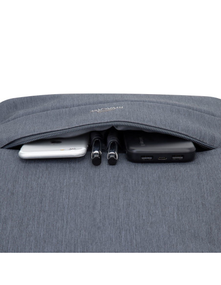 Rivacase Plecak Na Laptop 17,3" Prater, 20L, Ciemnoszary, Antykradzieżowy, Materiał Wodoodporny, Przelotka Usb