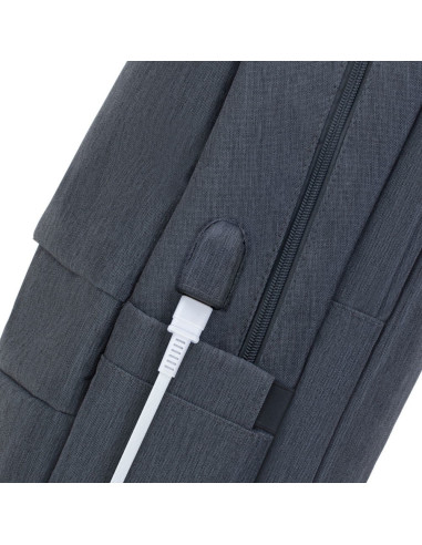 Rivacase Plecak Na Laptop 17,3" Prater, 20L, Ciemnoszary, Antykradzieżowy, Materiał Wodoodporny, Przelotka Usb