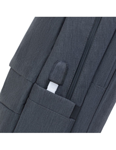 Rivacase Plecak Na Laptop 17,3" Prater, 20L, Ciemnoszary, Antykradzieżowy, Materiał Wodoodporny, Przelotka Usb