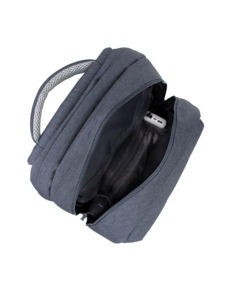 Rivacase Plecak Na Laptop 17,3" Prater, 20L, Ciemnoszary, Antykradzieżowy, Materiał Wodoodporny, Przelotka Usb