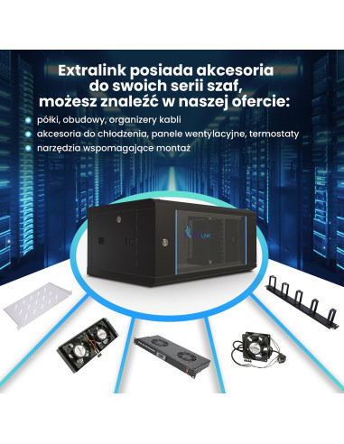 Extralink Szafa Rack 4U 600X450 Czarna Montowana Na Ścianie