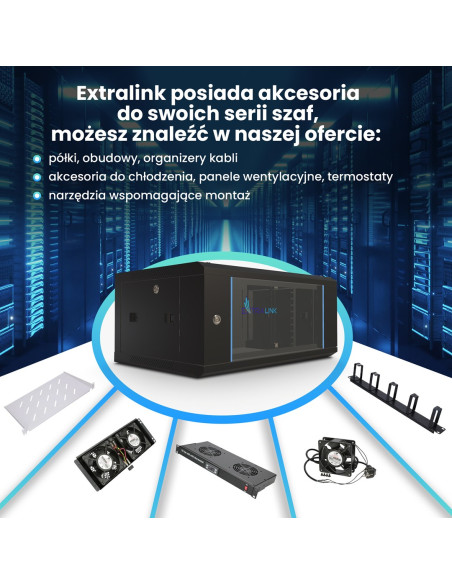 Extralink Szafa Rack 4U 600X450 Czarna Montowana Na Ścianie