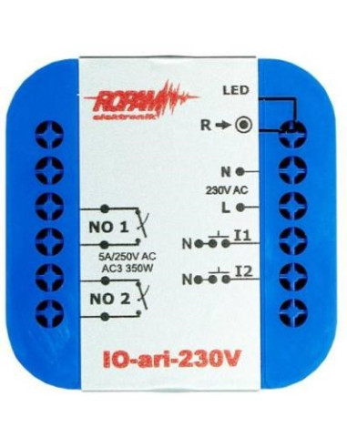 Ropam Io-Ari-230V Bezprzewodowy, Douszkowy, Dwukanałowy Sterownik 230Vac, 2Xno, 2Xin (N)