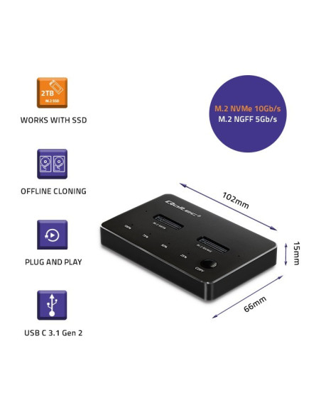 Stacja Dokująca Dysków Ssd M.2 Nvme Sata Usb-C Dual 2 X 2Tb