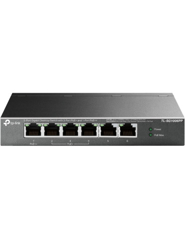 Switch Tp-Link Tl-Sg1006Pp Gigabitowy Przełącznik Typu Desktop, 6 Portów, W Tym 3 Porty Poe+ I 1 Port Poe++