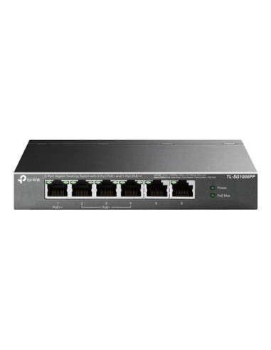 Switch Tp-Link Tl-Sg1006Pp Gigabitowy Przełącznik Typu Desktop, 6 Portów, W Tym 3 Porty Poe+ I 1 Port Poe++