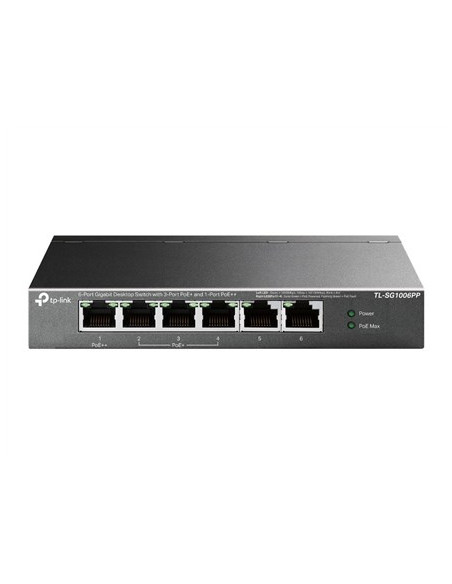 Switch Tp-Link Tl-Sg1006Pp Gigabitowy Przełącznik Typu Desktop, 6 Portów, W Tym 3 Porty Poe+ I 1 Port Poe++