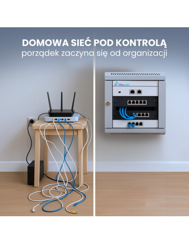 Extralink Szafa Rack 6U 10" Szara Montowana Na Ścianie
