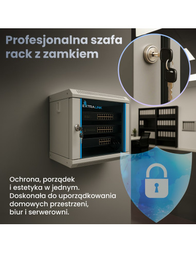 Extralink Szafa Rack 6U 10" Szara Montowana Na Ścianie