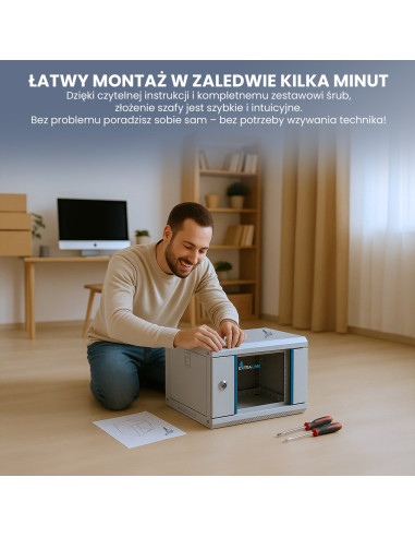 Extralink Szafa Rack 6U 10" Szara Montowana Na Ścianie