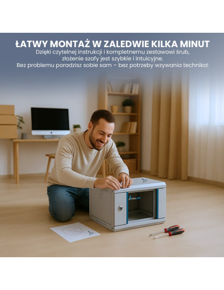 Extralink Szafa Rack 6U 10" Szara Montowana Na Ścianie