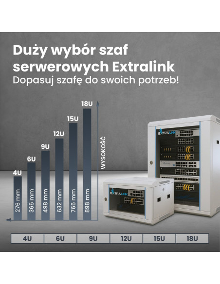Extralink Szafa Rack 6U 10" Szara Montowana Na Ścianie