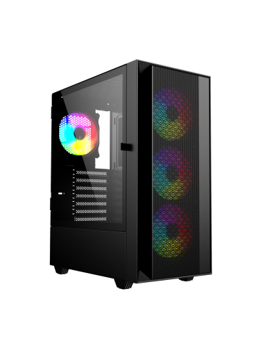 Gembird Obudowa Fornax 4000 Midi-Tower (2X Usb 3.0, 1X Usb 2.0, Hd Audio, Szklany Panel Boczny, Podświetlenie Argb) Czarna
