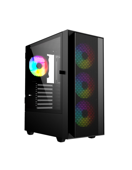 Gembird Obudowa Fornax 4000 Midi-Tower (2X Usb 3.0, 1X Usb 2.0, Hd Audio, Szklany Panel Boczny, Podświetlenie Argb) Czarna