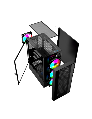 Gembird Obudowa Fornax 4000 Midi-Tower (2X Usb 3.0, 1X Usb 2.0, Hd Audio, Szklany Panel Boczny, Podświetlenie Argb) Czarna