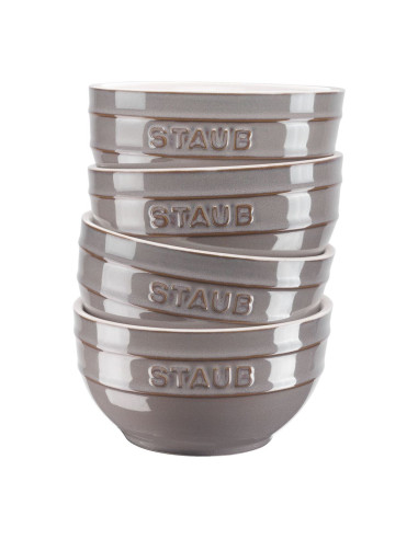 Staub Ceramique Zestaw Misek 0,4 L Okrągły Ceramika Szary 4 Szt.