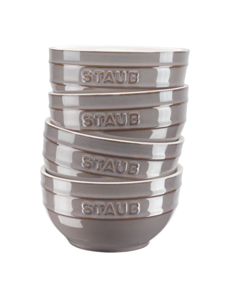 Staub Ceramique Zestaw Misek 0,4 L Okrągły Ceramika Szary 4 Szt.