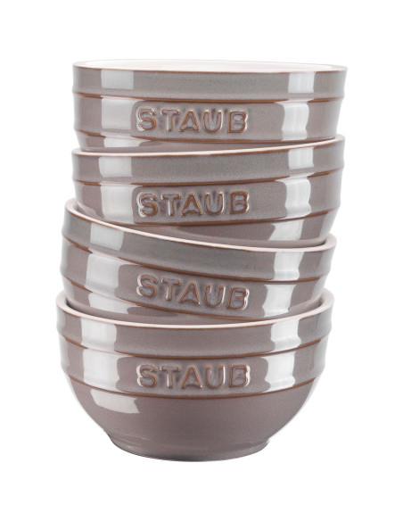 Staub Ceramique Zestaw Misek 0,4 L Okrągły Ceramika Szary 4 Szt.