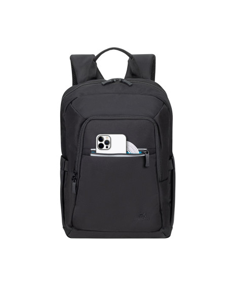 Rivacase Plecak Na Laptop 13,3-14 Alpendorf Eco, Czarny, Materiał Wodoodporny, Eko Rpet, Kieszenie Na Smartfon, Dokum.,Akces.