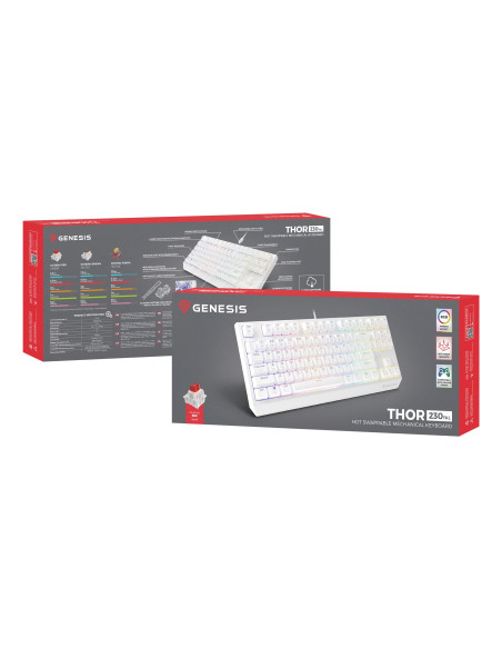 Klawiatura Genesis Thor 230 Tkl Gaming Usb Qwerty Us English Biały