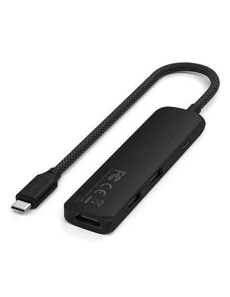 Satechi 4W1 Usb-C Slim Multiport Adapter 4K - Aluminiowy Adapter Do Urządzeń Mobilnych Usb-C (Usb-C, 4K Hdmi, 2X Usb-A) (Black)