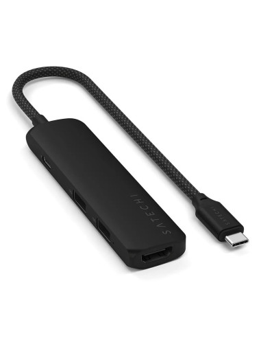 Satechi 4W1 Usb-C Slim Multiport Adapter 4K - Aluminiowy Adapter Do Urządzeń Mobilnych Usb-C (Usb-C, 4K Hdmi, 2X Usb-A) (Black)