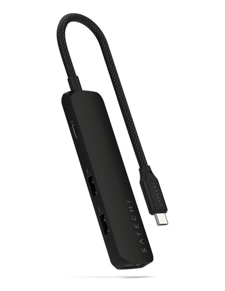 Satechi 4W1 Usb-C Slim Multiport Adapter 4K - Aluminiowy Adapter Do Urządzeń Mobilnych Usb-C (Usb-C, 4K Hdmi, 2X Usb-A) (Black)
