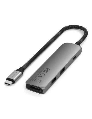 Aluminiowy Adapter Do Urządzeń Mobilnych Usb-C Satechi 4-In-1 Usb-C Slim Multiport Adapter 4K (Space Gray)